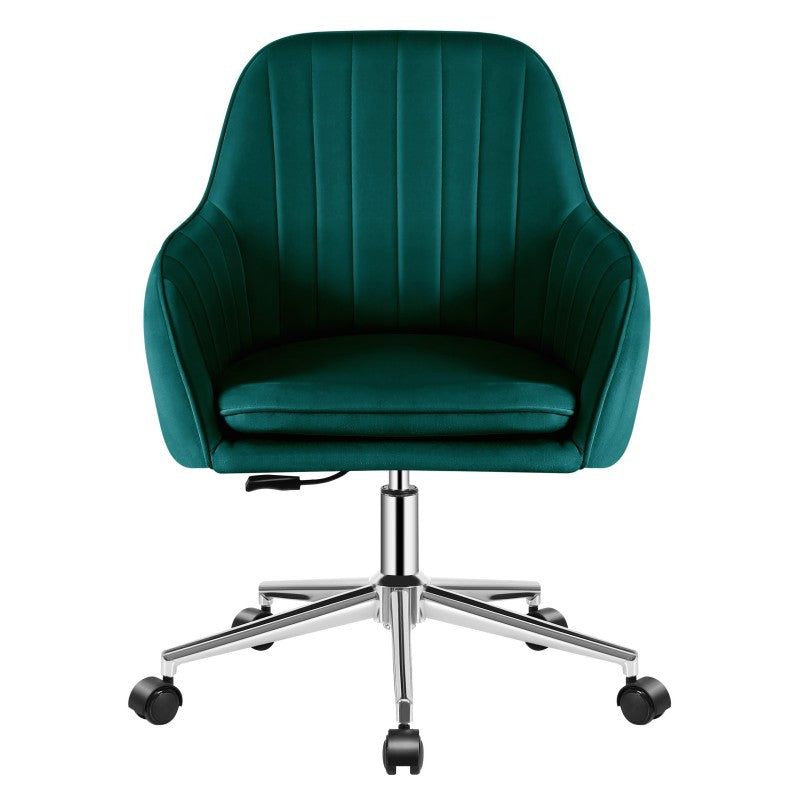 A modern upholstered swivel chair
