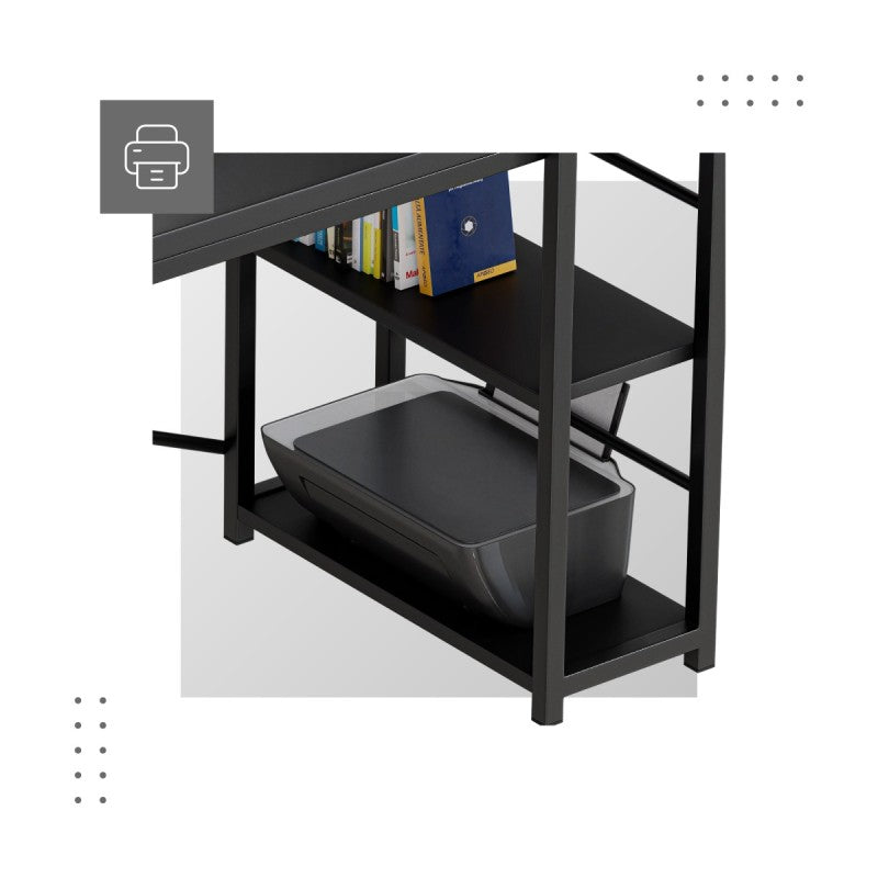 Biurko z półkami Mark Adler Leader 4.0 Black 120 cm