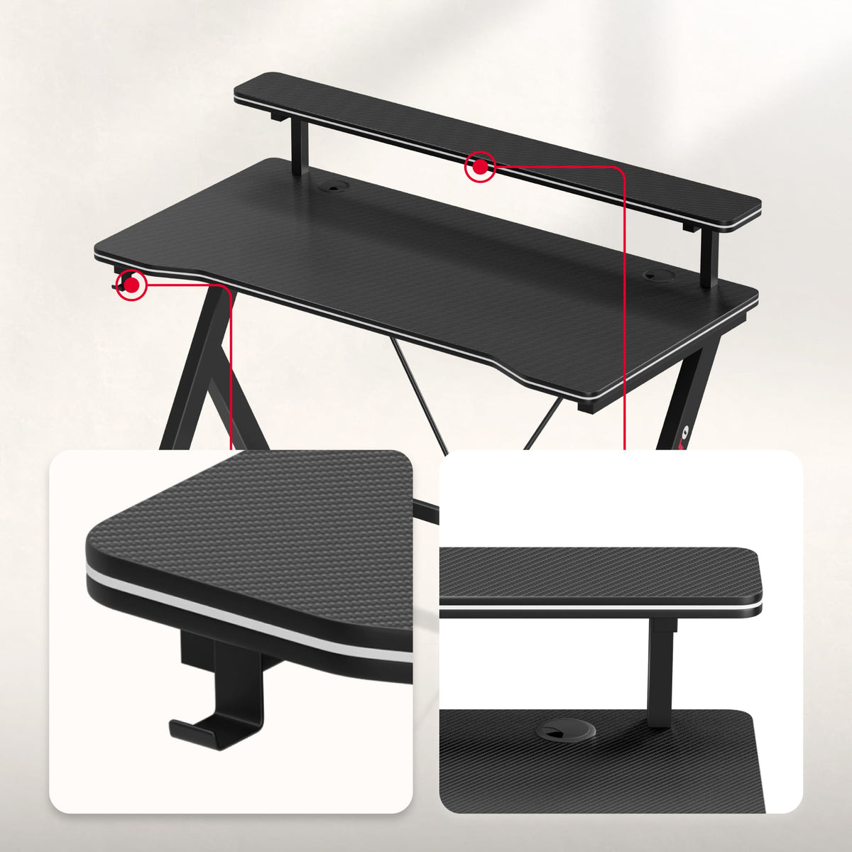 Huzaro Hero 1.9 Black 120 cm gaming desk