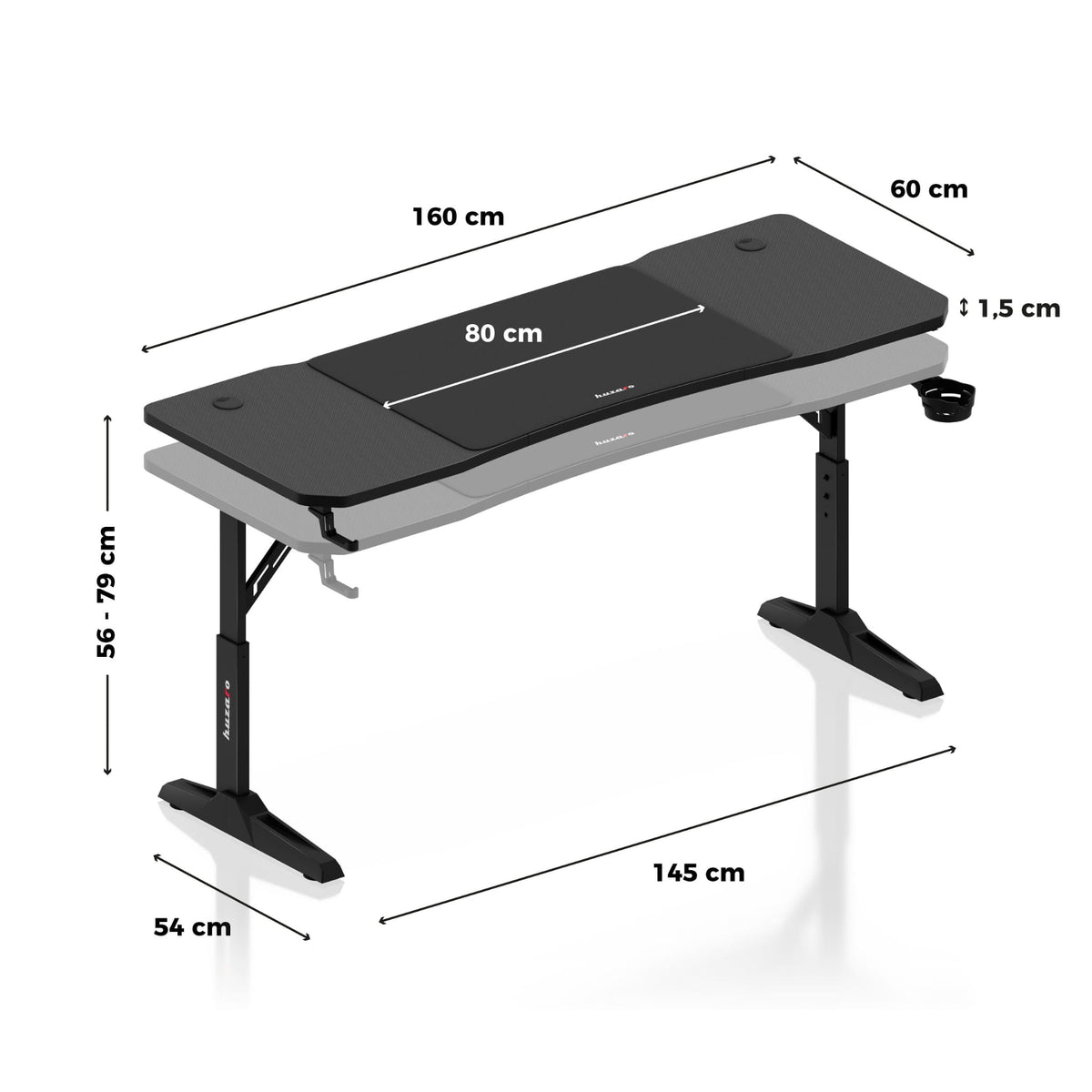 Huzaro Hero 4.6 Black 160 cm gaming desk