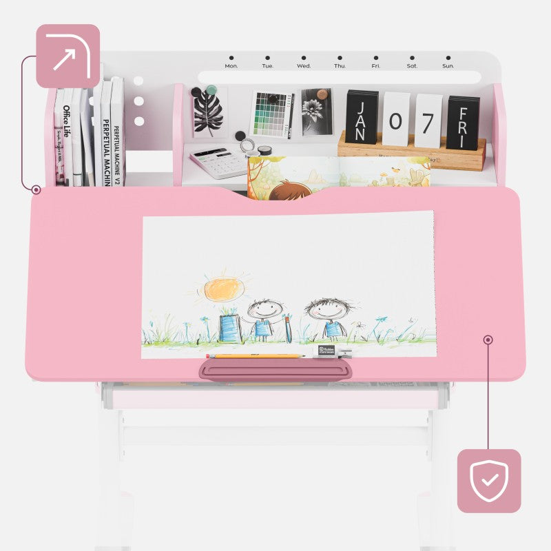 Ergonomiczne biurko dla dziecka Mark Adler Study 5.0 Pink 90 cm