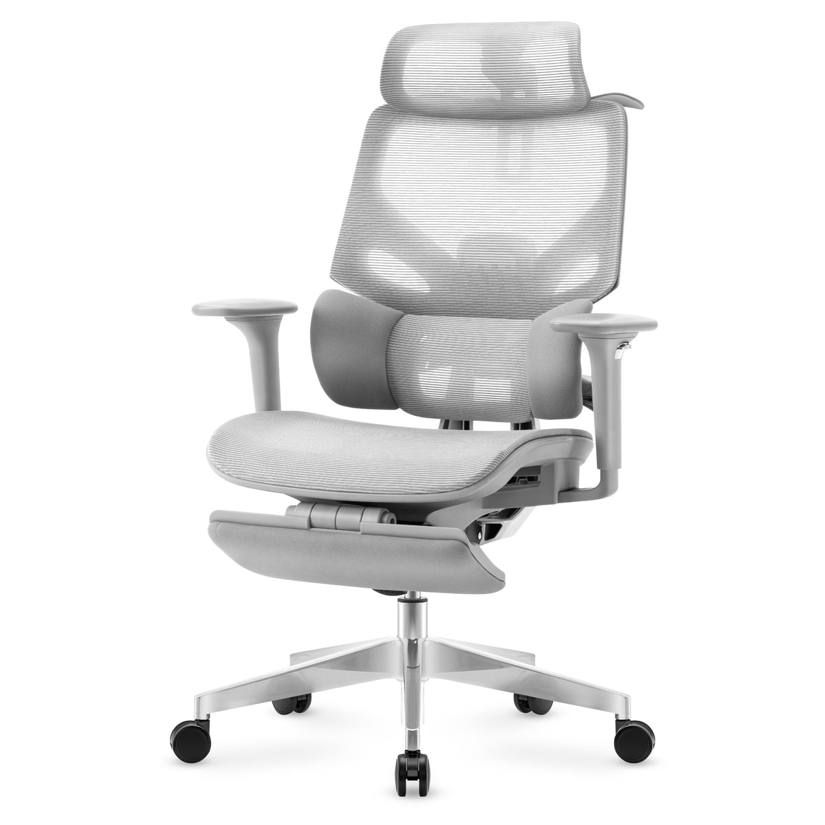 Mark Adler Expert 8.7 Grey Mesh ergonomic chair with footrest