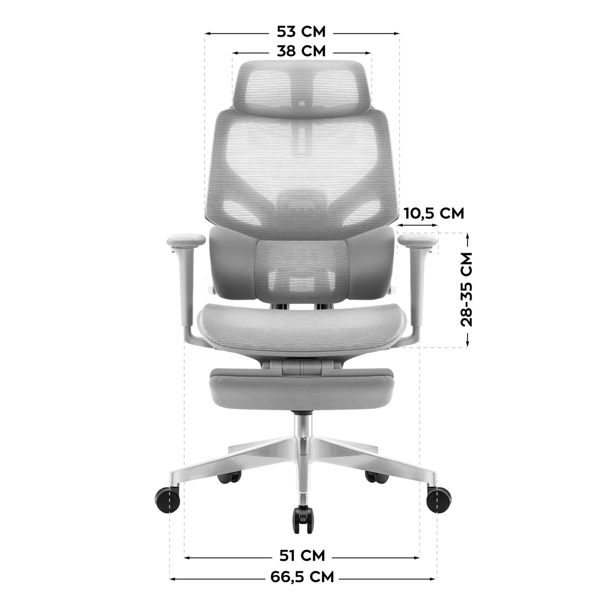 Mark Adler Expert 8.7 Grey Mesh ergonomic chair with footrest