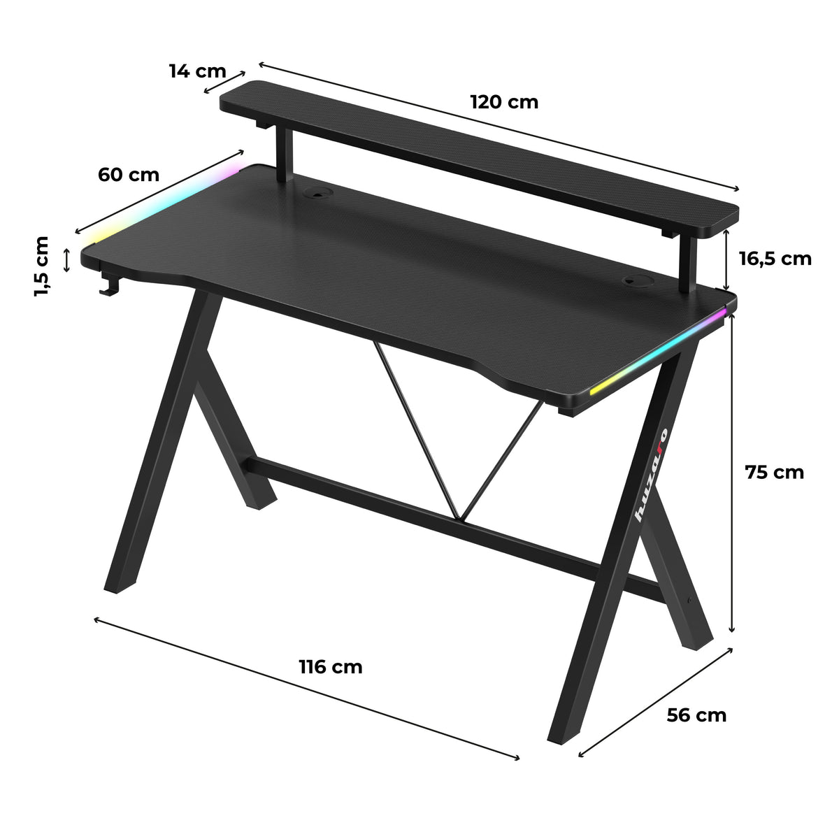 Huzaro Hero 1.9 RGB 120 cm LED gaming desk