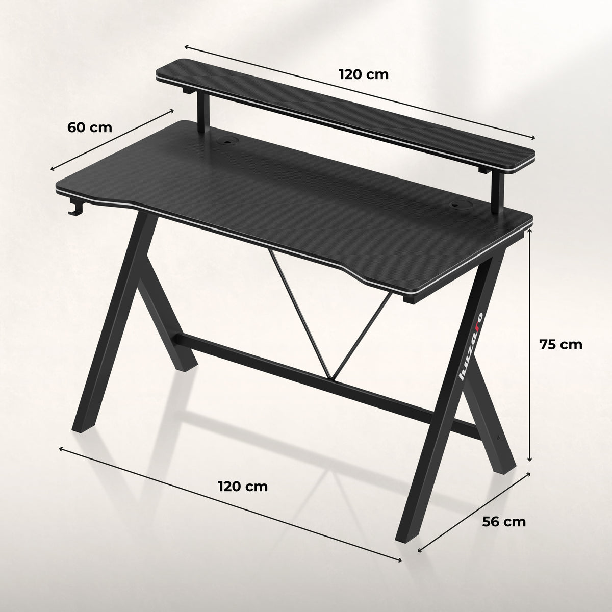 Huzaro Hero 1.9 Black 120 cm gaming desk