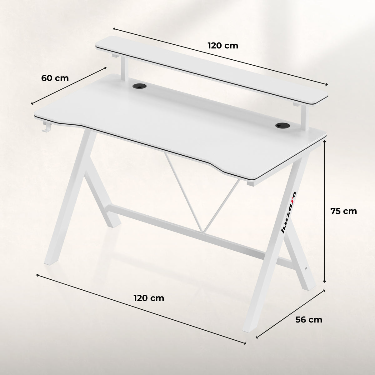 Huzaro Hero 1.9 White 120 cm gaming desk