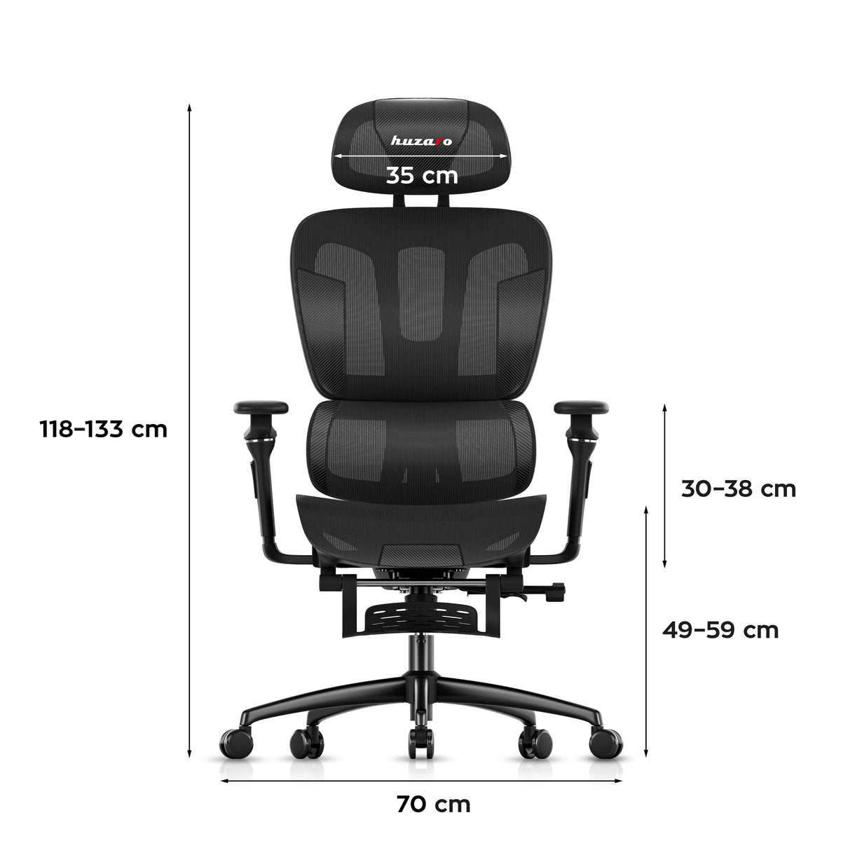 HUZARO COMBAT 7.9 Black gaming chair with footrest