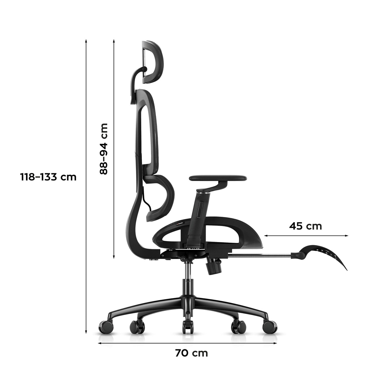 HUZARO COMBAT 7.9 Black gaming chair with footrest