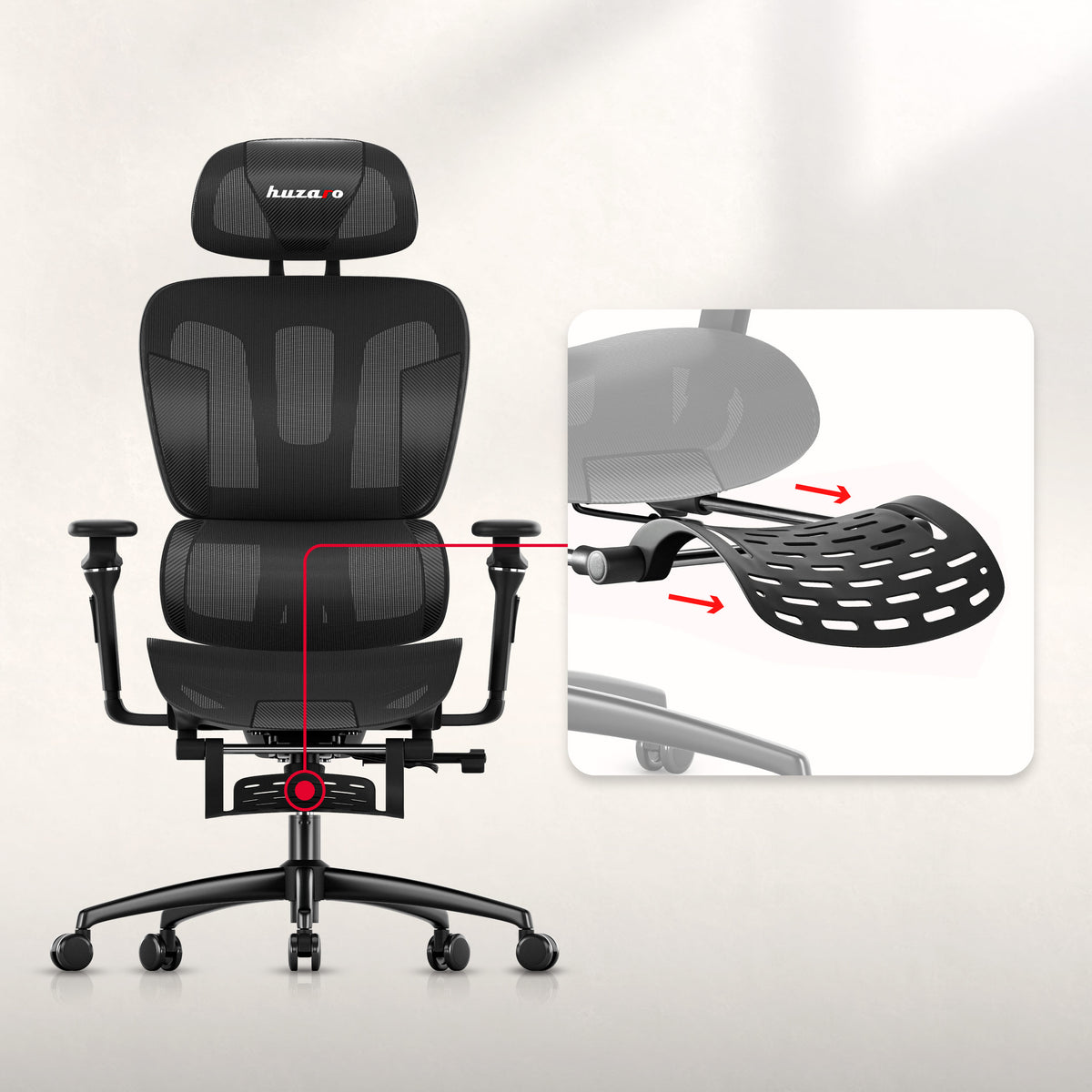 HUZARO COMBAT 7.9 Black gaming chair with footrest