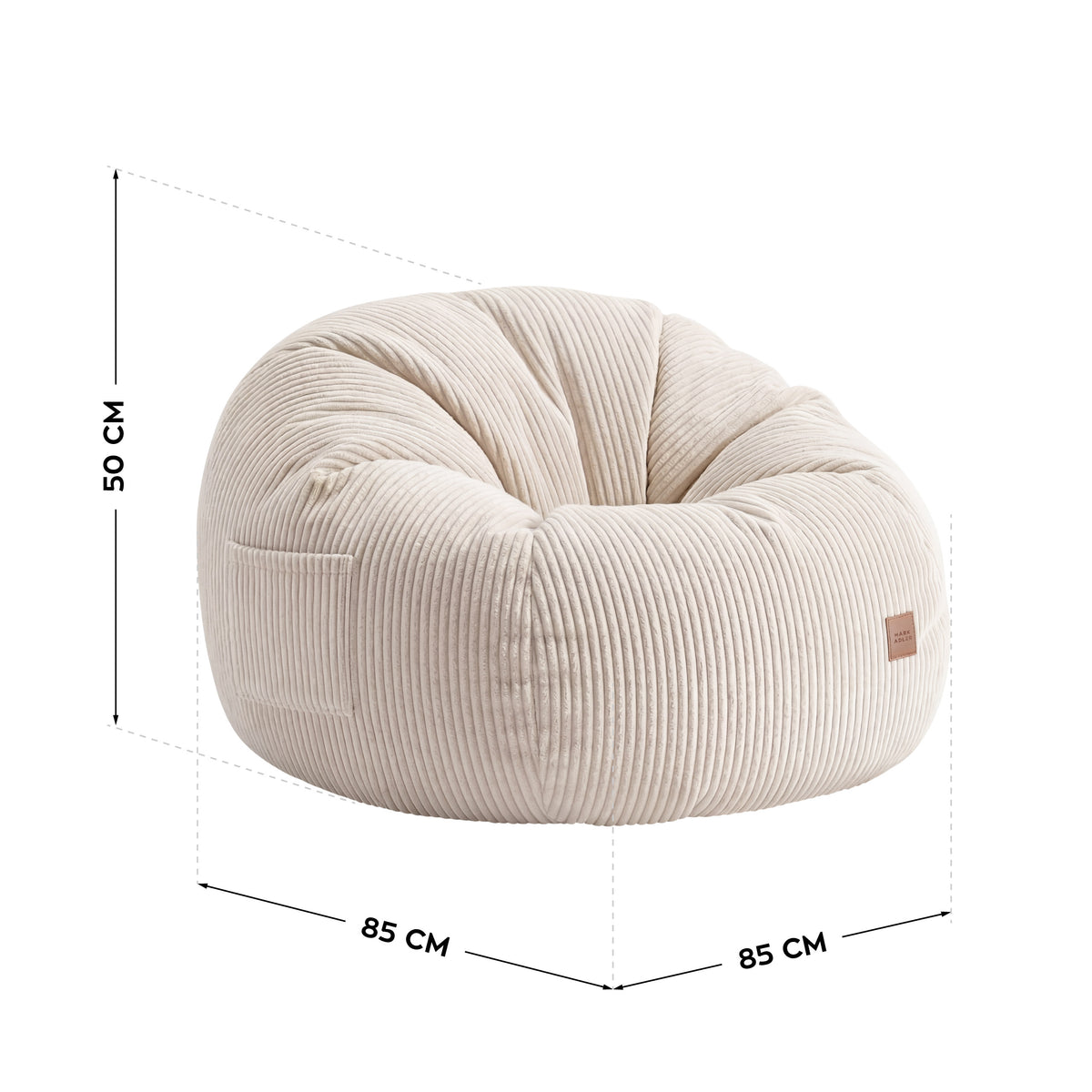 Mark Adler Comfy 3.0 Beige corduroy pouffe armchair with footstool