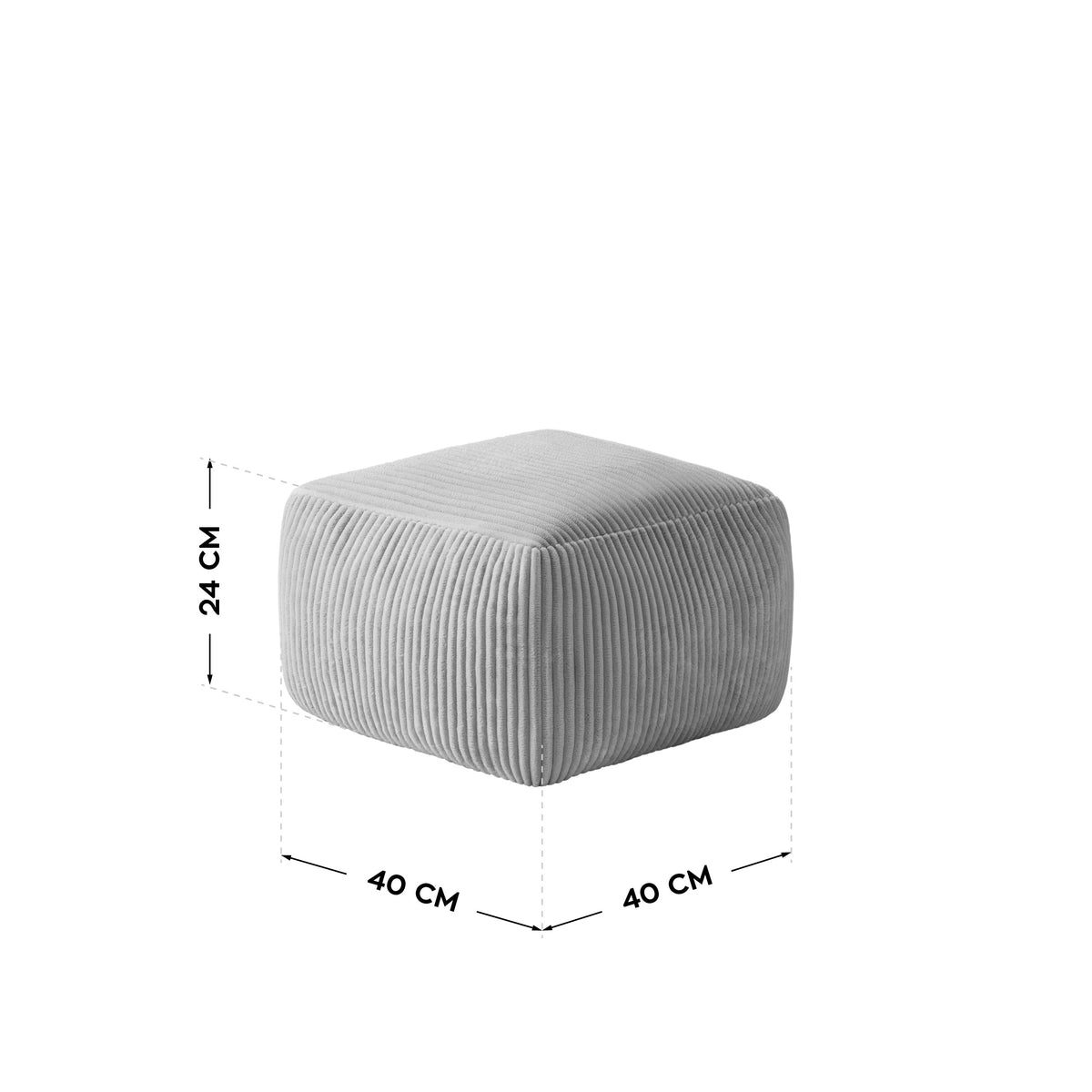 Mark Adler Comfy 3.0 Grey corduroy pouffe armchair with footstool
