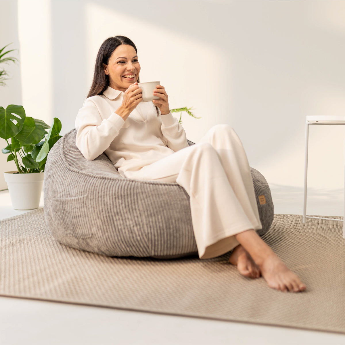 Mark Adler Comfy 4.0 Grey corduroy armchair with backrest
