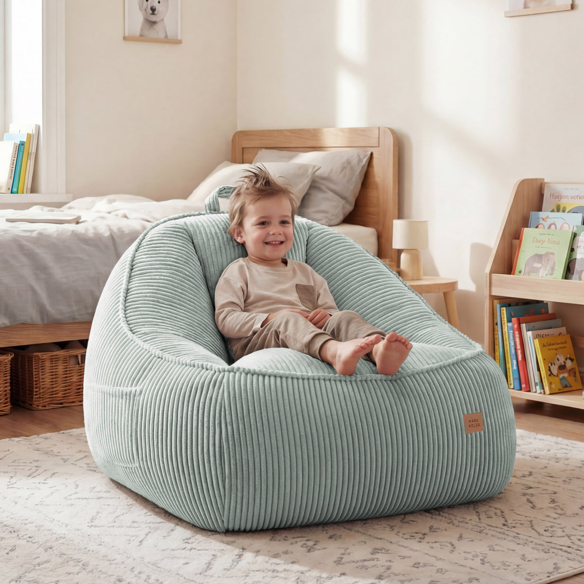 Mark Adler Comfy 4.0 Sage corduroy pouffe armchair with backrest