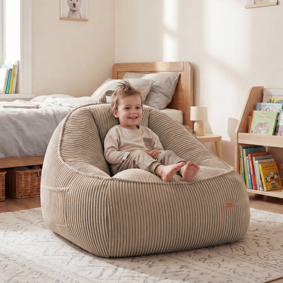 Mark Adler Comfy 4.0 Taupe corduroy armchair with backrest