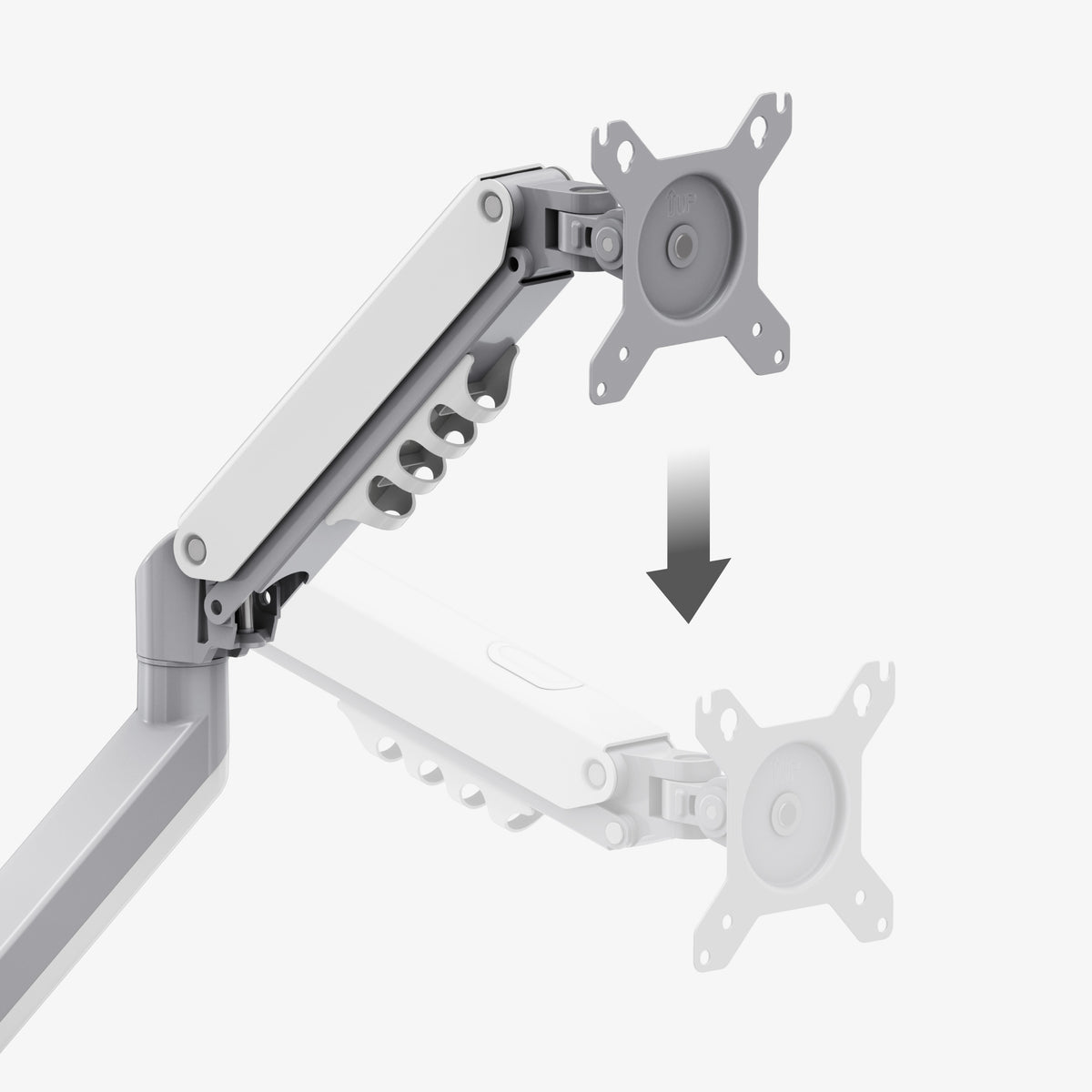 Double arms with a wide range of adjustment