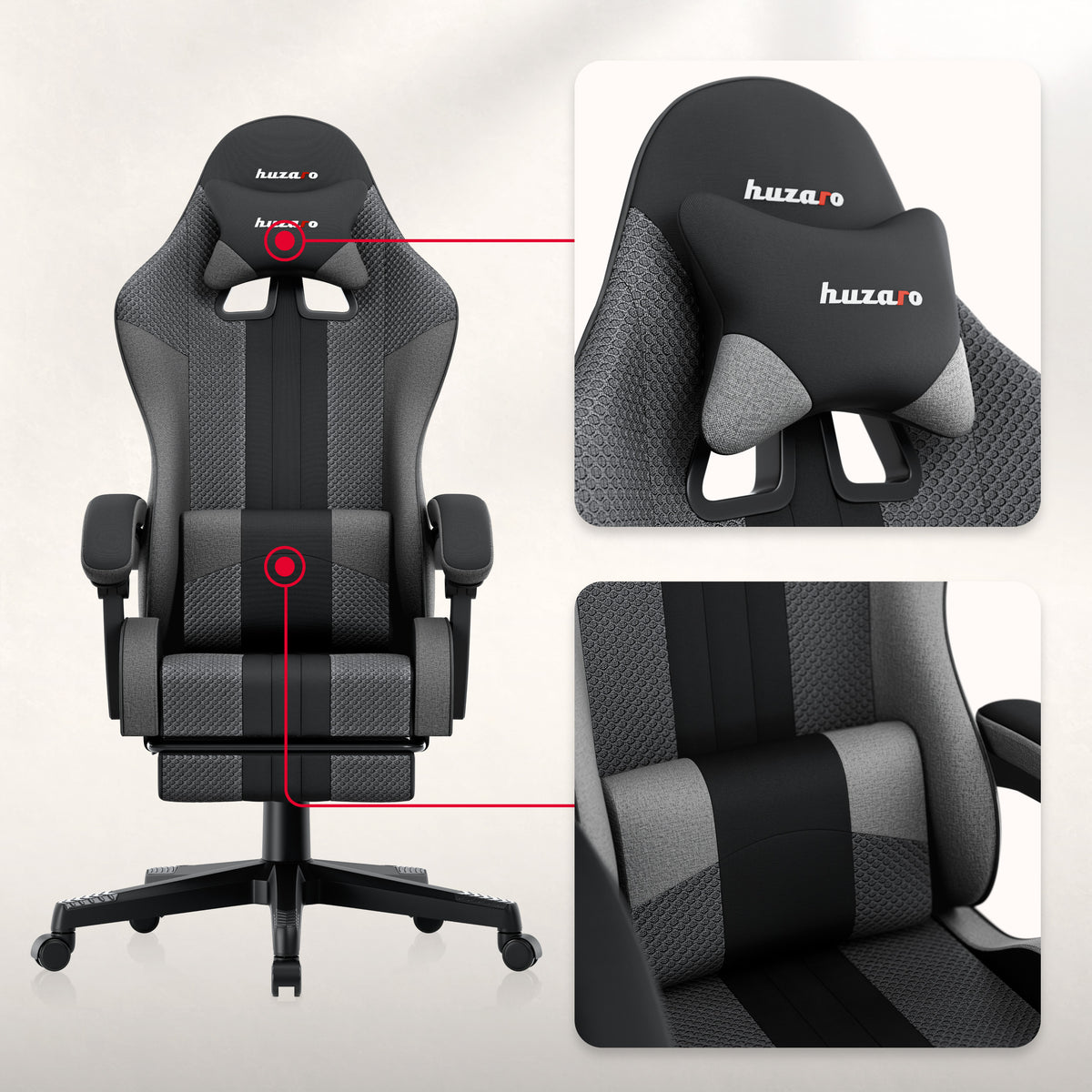 Huzaro Force 4.7 Grey Mesh gaming chair