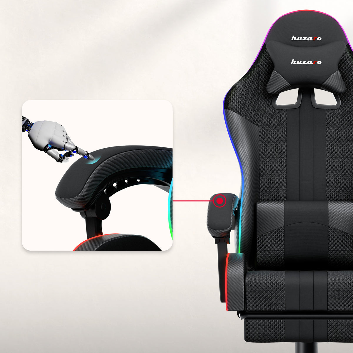 HUZARO Force 4.7 RGB Black Mesh Gaming Chair