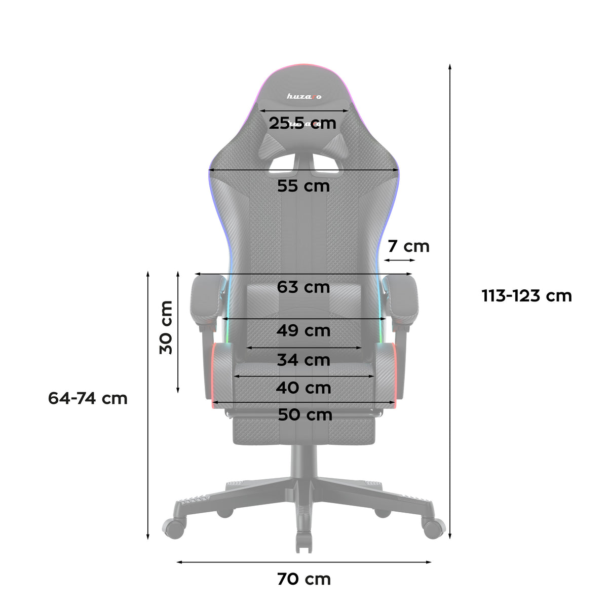 HUZARO Force 4.7 RGB Black Mesh Gaming Chair
