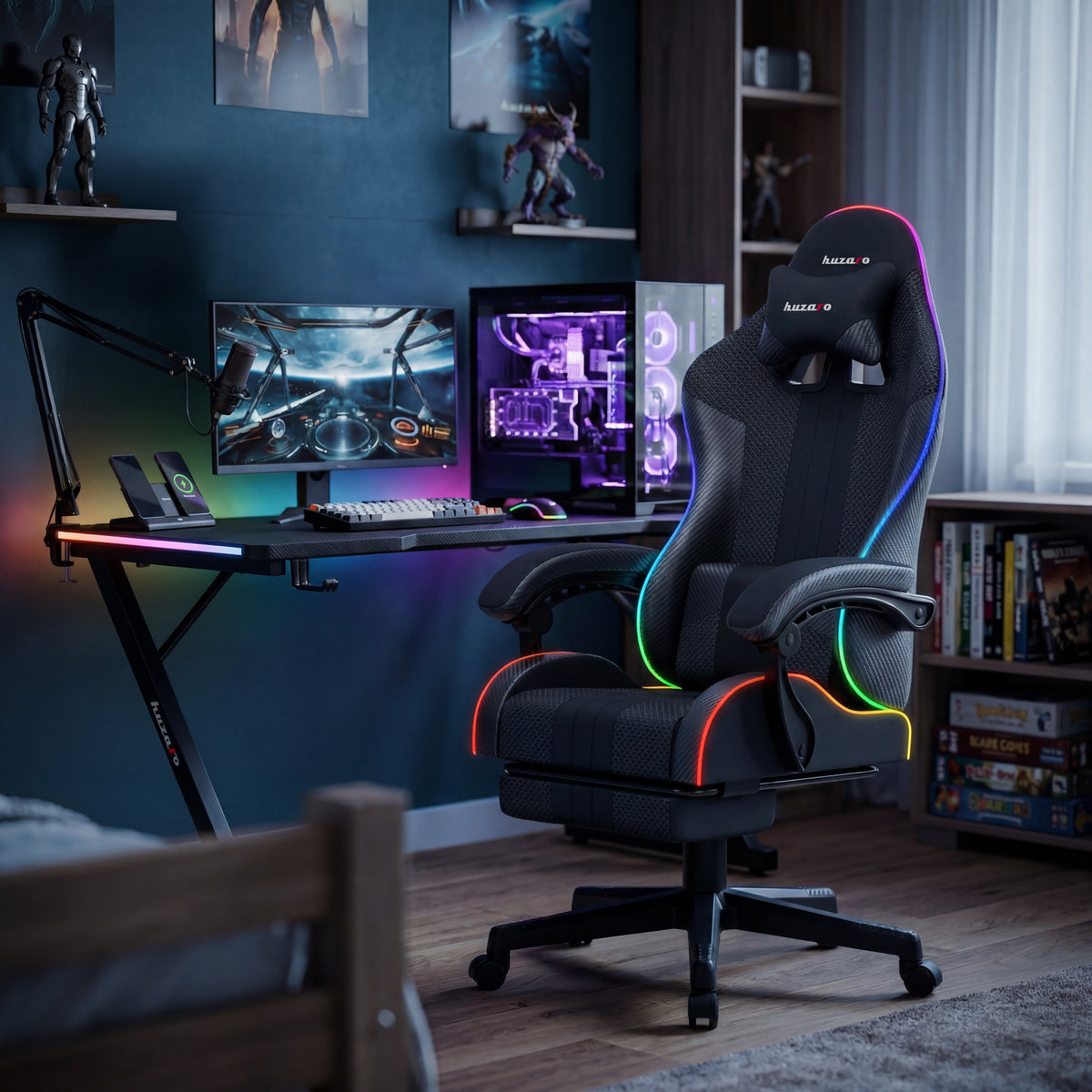 HUZARO Force 4.7 RGB Black Mesh Gaming Chair