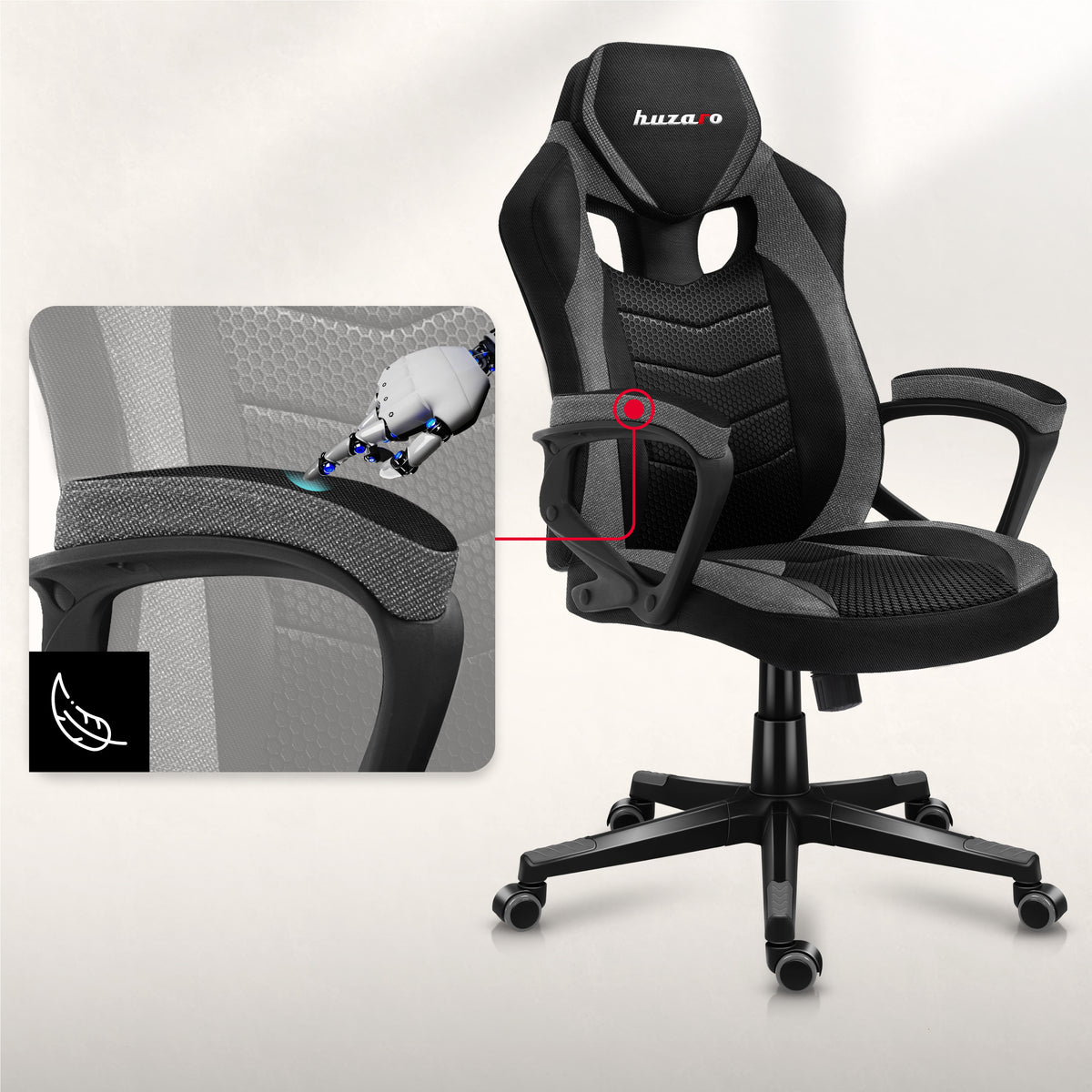 Non-slip, soft armrests