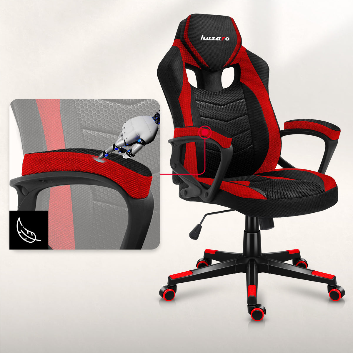 Non-slip, soft armrests
