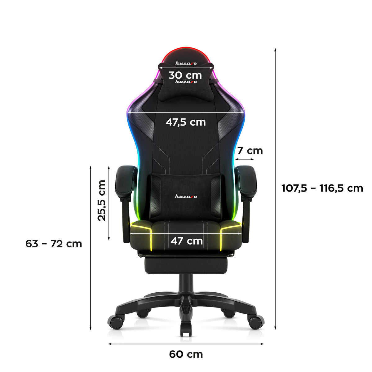 Huzaro Force 3.7 RGB Black gaming chair