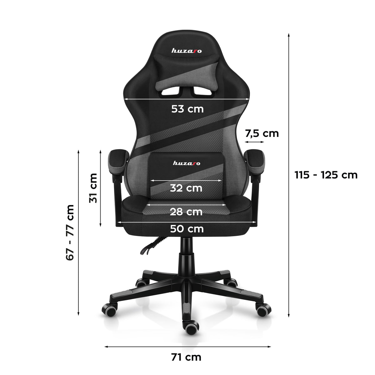 HUZARO FORCE 4.4 Grey Mesh gaming chair