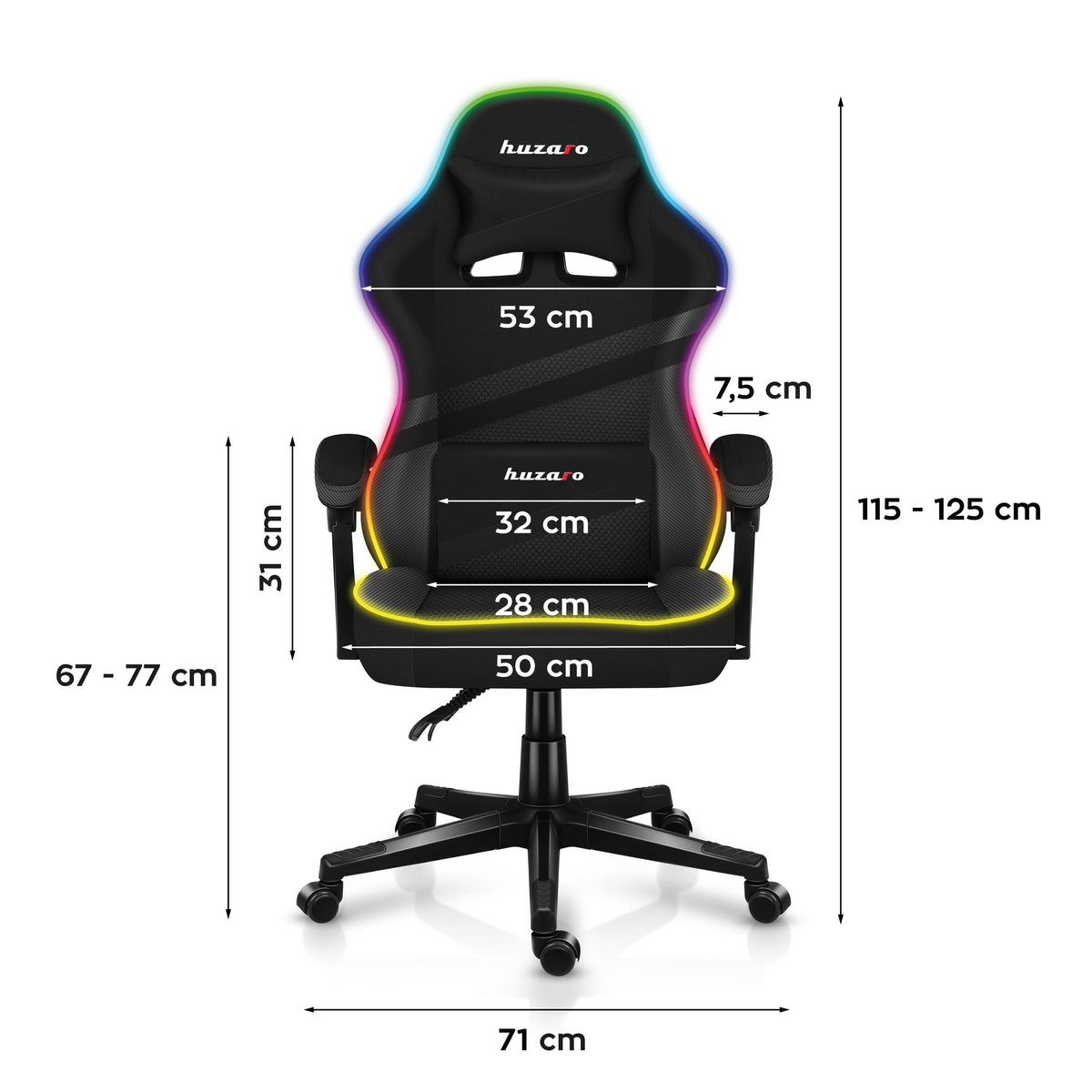 HUZARO FORCE 4.4 RGB Black gaming chair