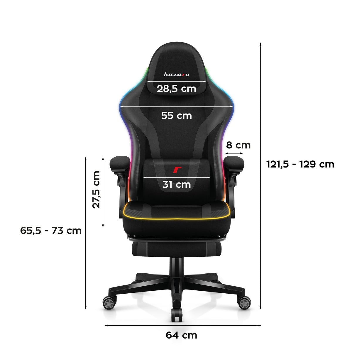 Huzaro Force 4.6 RGB Smart Black Mesh gaming chair