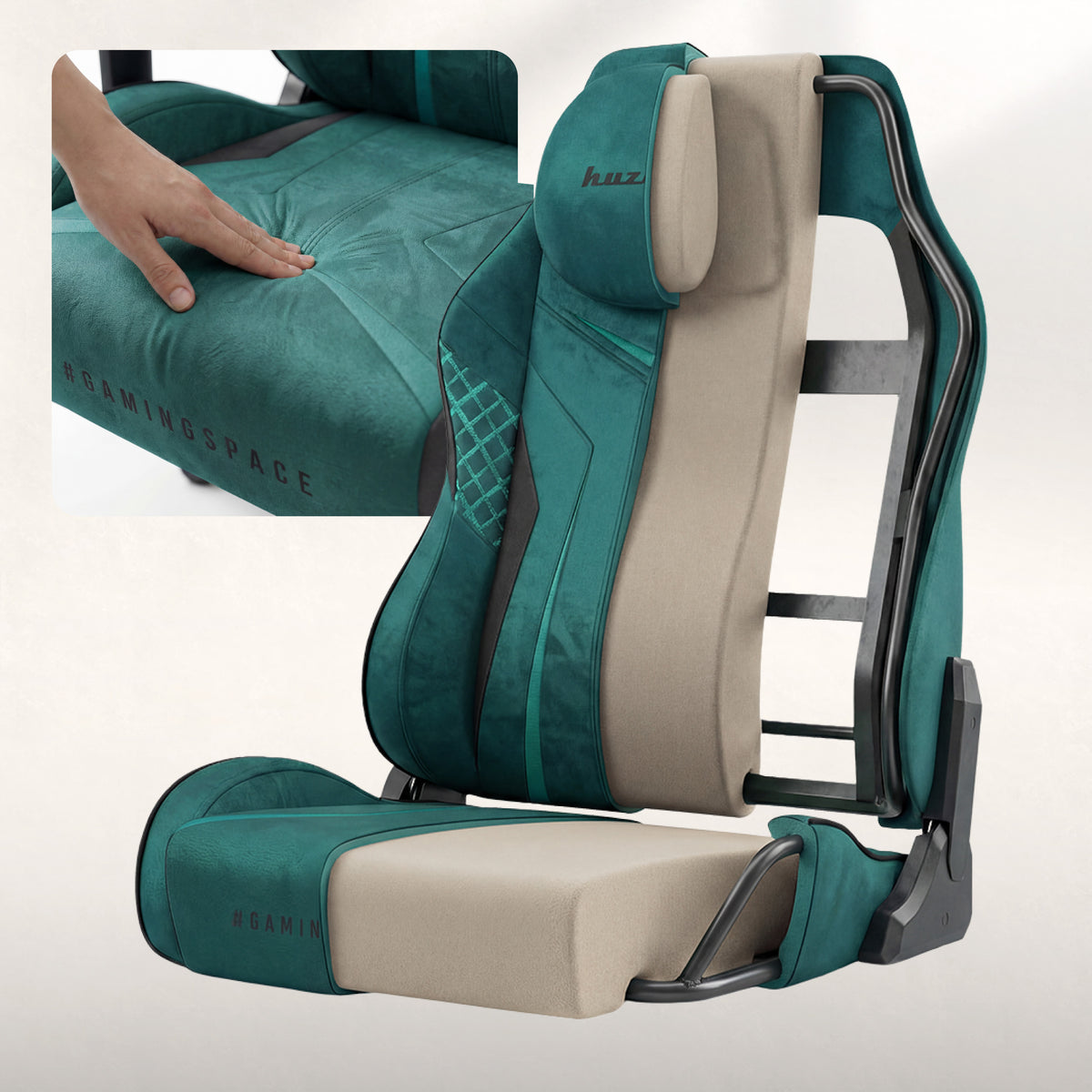 Huzaro Force 8.3 Green suede gaming chair