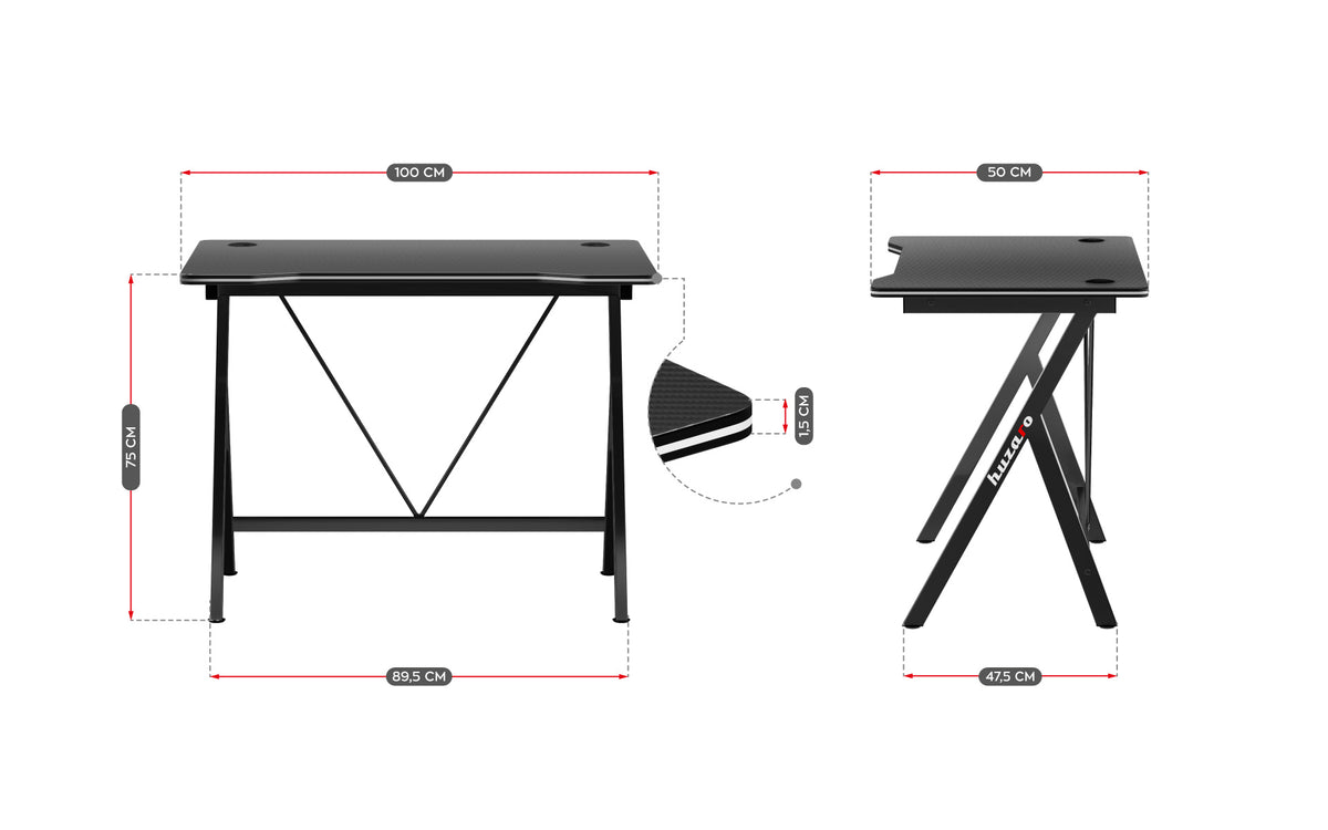 Huzaro Hero 1.4 Black 100 cm Gaming Desk