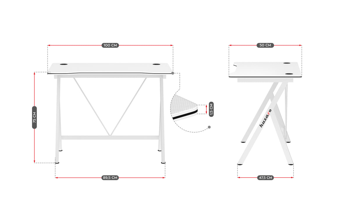Huzaro Hero 1.4 White 100 cm Gaming Desk