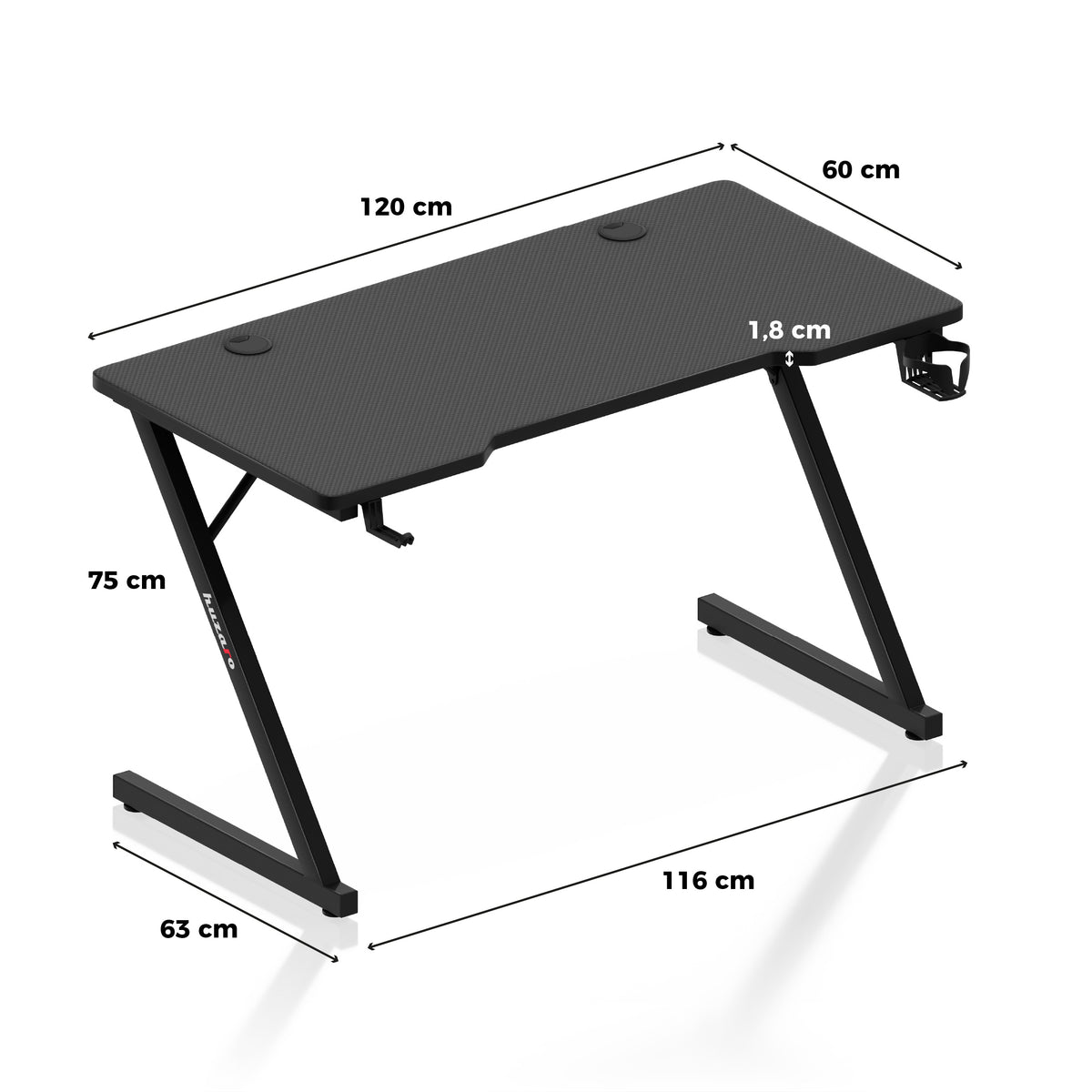 Huzaro Hero 2.5 Black 120 cm Gaming Desk