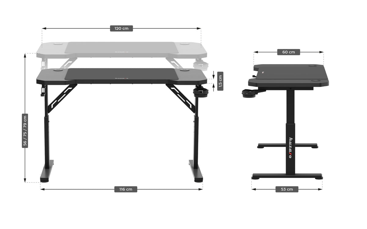 HUZARO Hero 2.6 Black 120 cm gaming desk