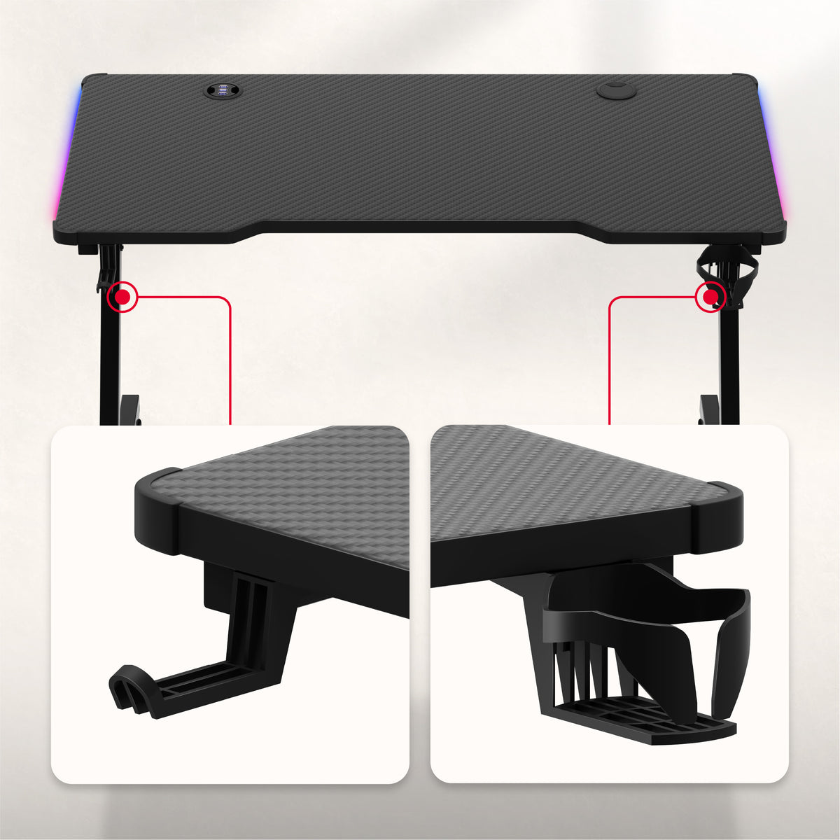 Huzaro Hero 2.5 RGB LED Black 120 cm Gaming Desk