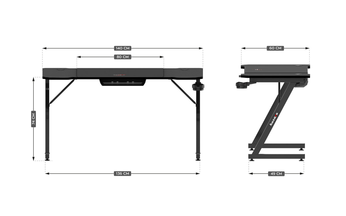 Huzaro Hero 3.3 Black 140 cm gaming desk