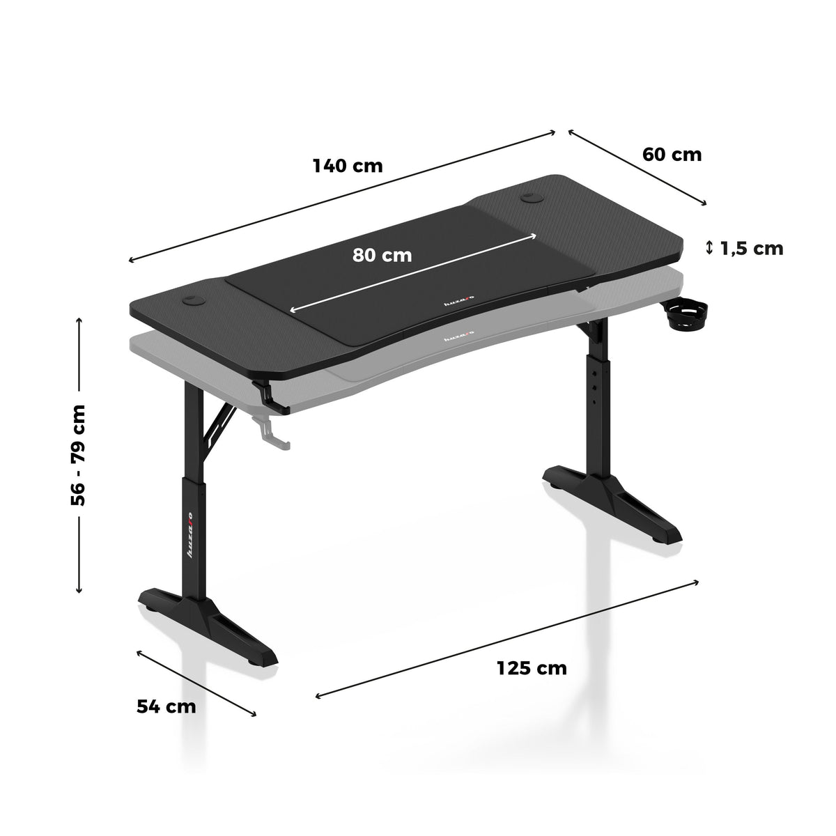 Huzaro Hero 3.6 Black gaming desk