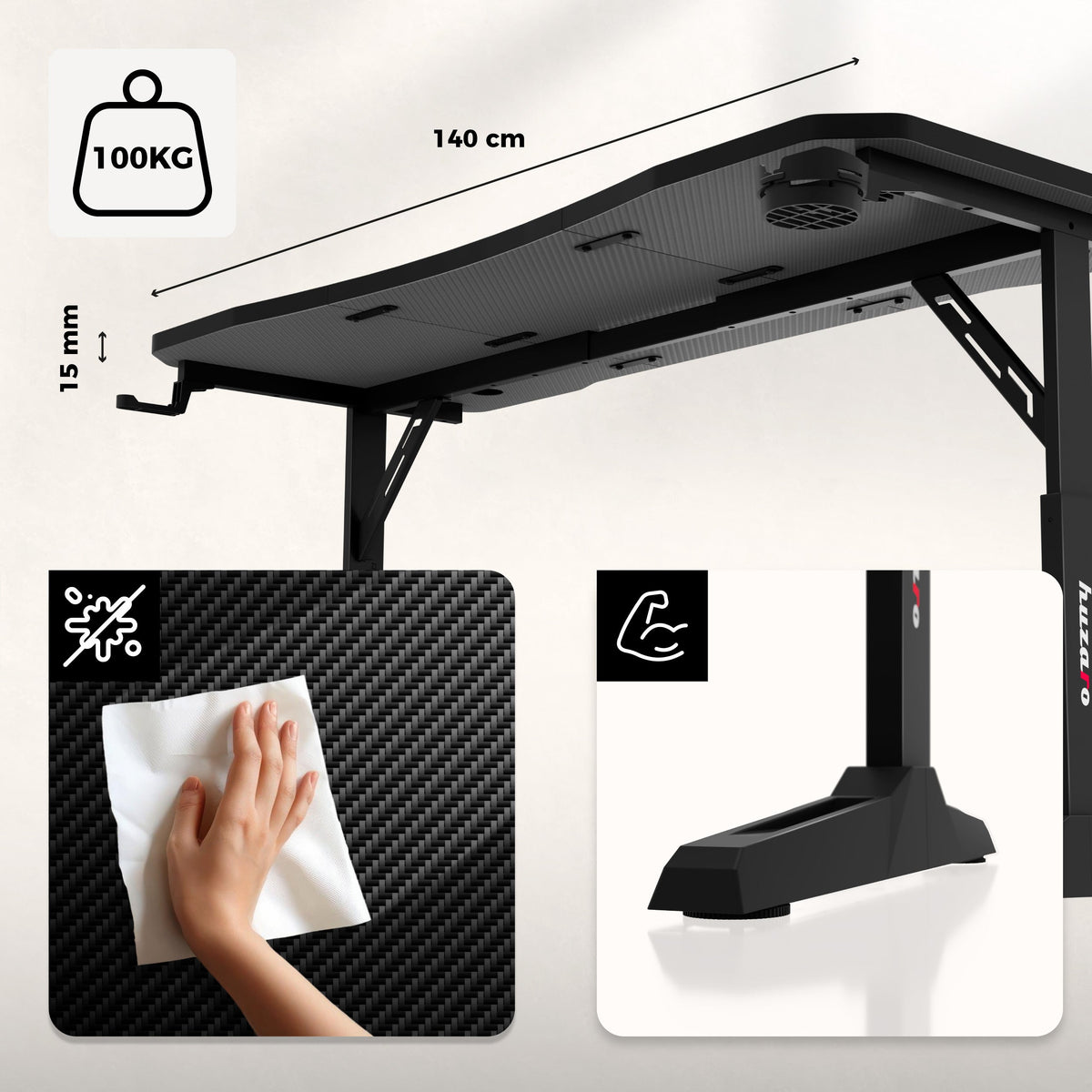 Huzaro Hero 3.6 Black gaming desk