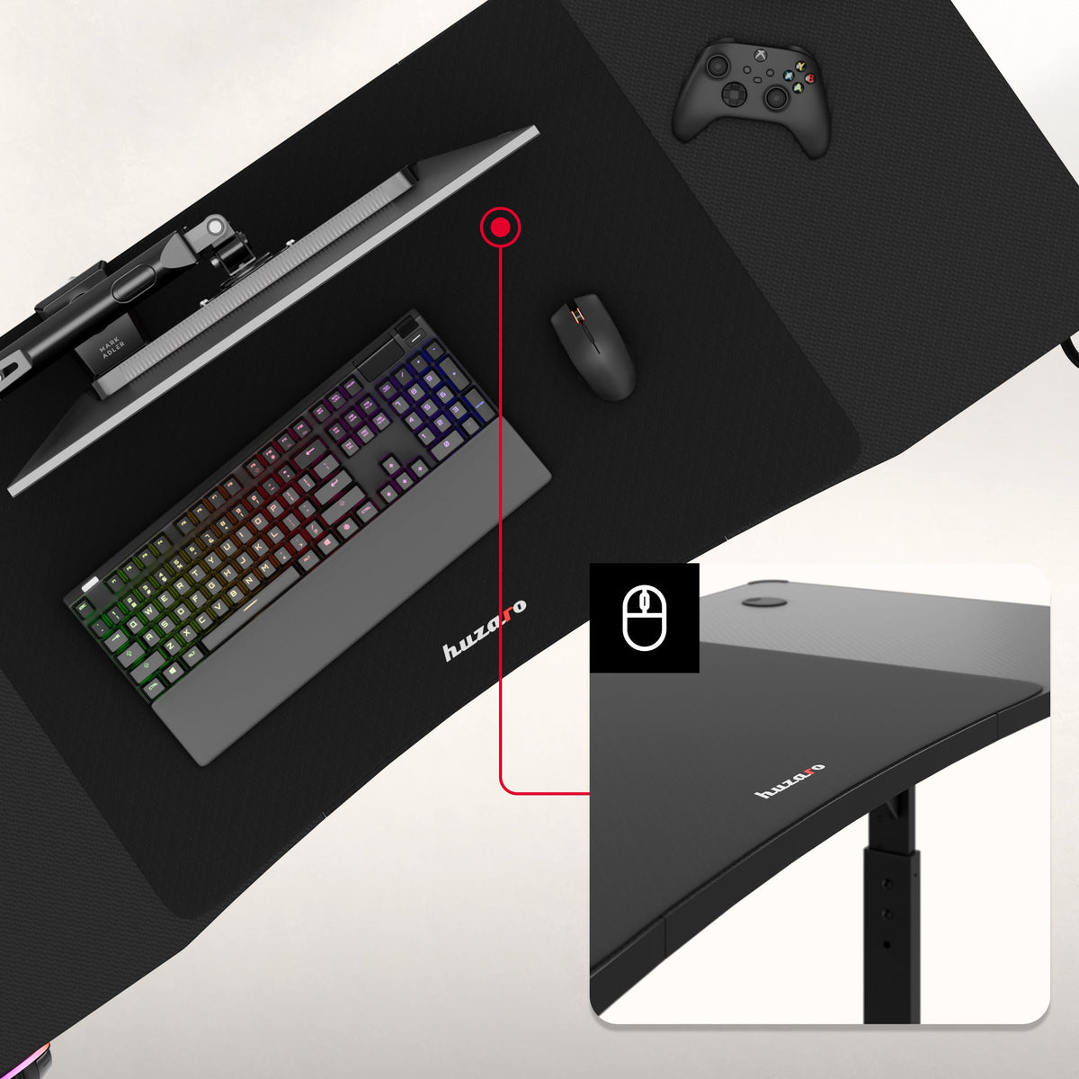 Huzaro Hero 3.6 Black gaming desk