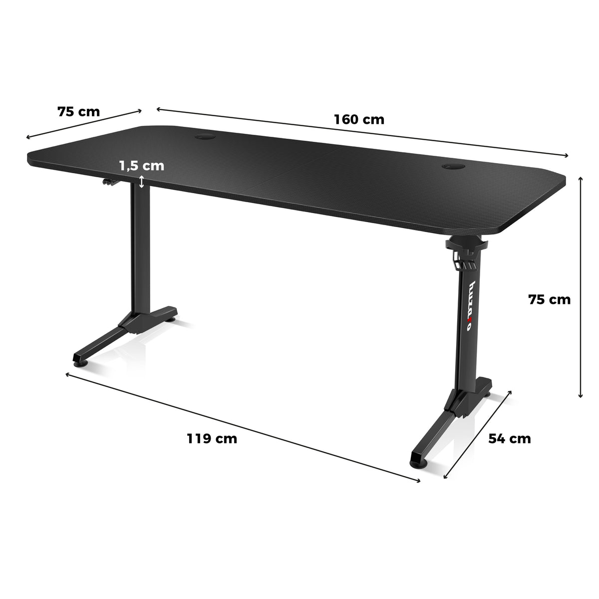 Huzaro Hero 4.7 Black 160 cm Gaming Desk