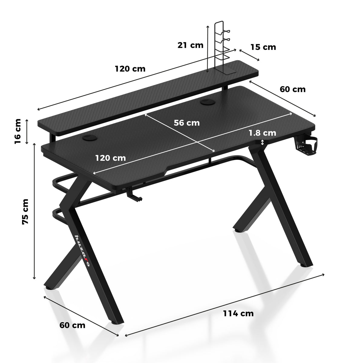 Huzaro Hero 5.0 Black 120 cm Gaming Desk