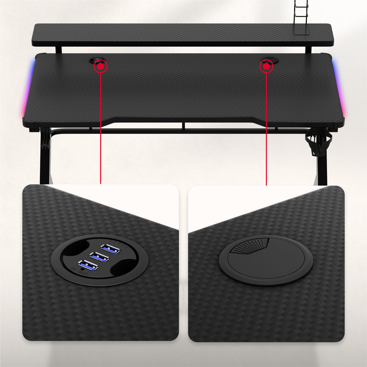 Huzaro Hero 5.0 RGB LED Black 120 cm Gaming Desk