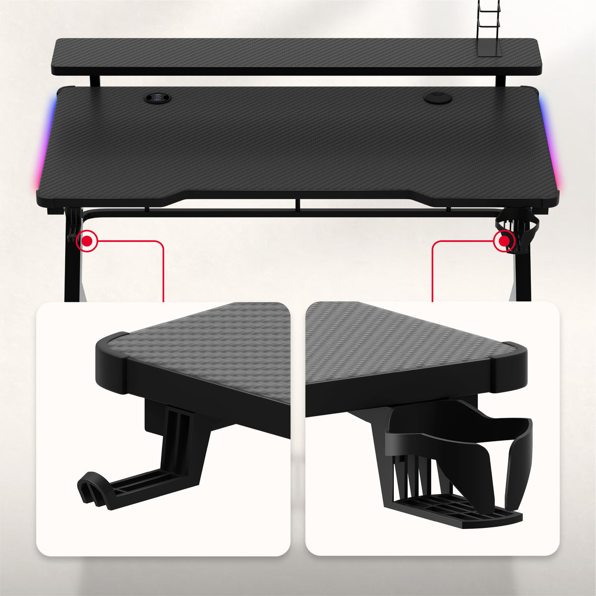 Huzaro Hero 5.0 RGB LED Black 120 cm Gaming Desk