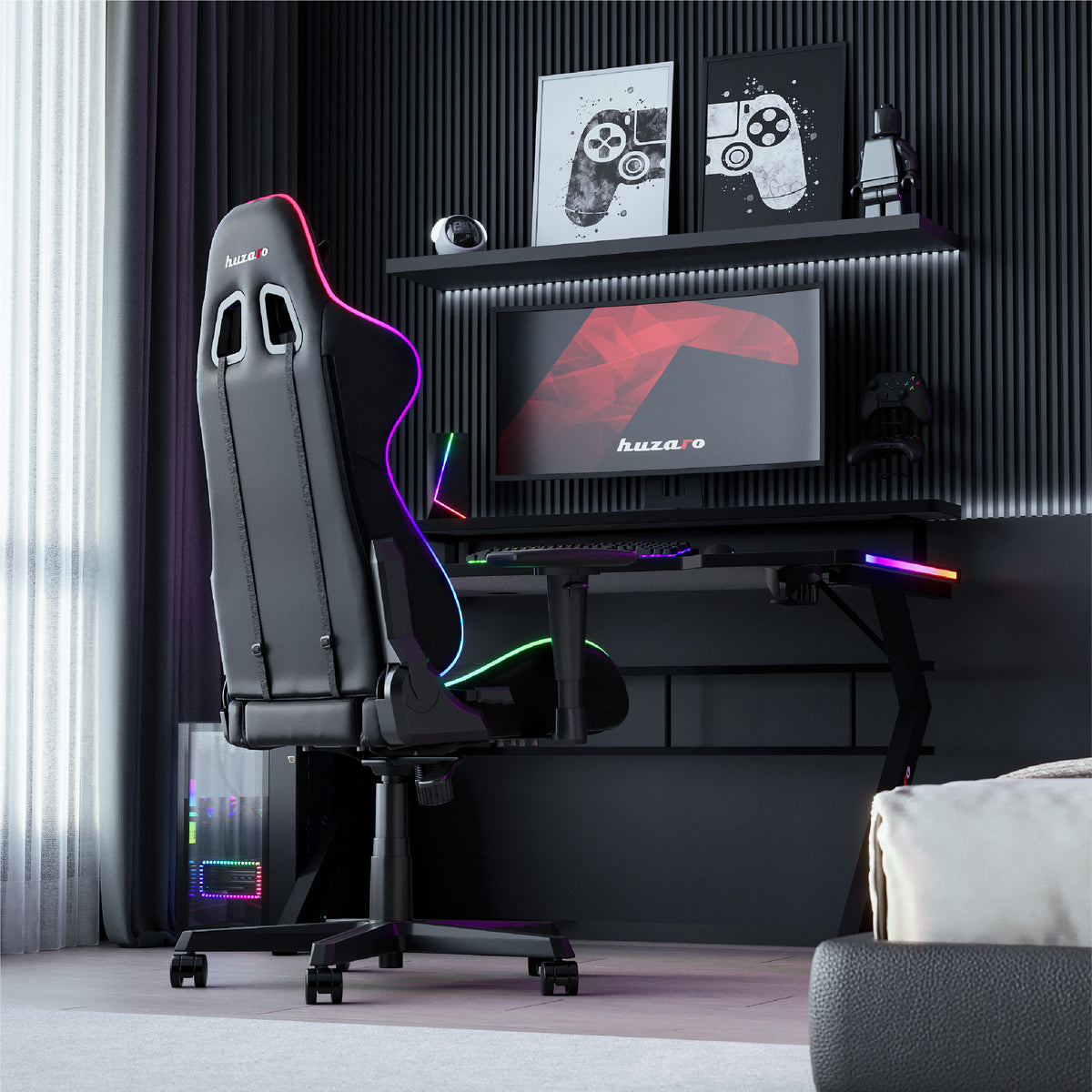 Huzaro Hero 5.0 RGB LED Black 120 cm Gaming Desk