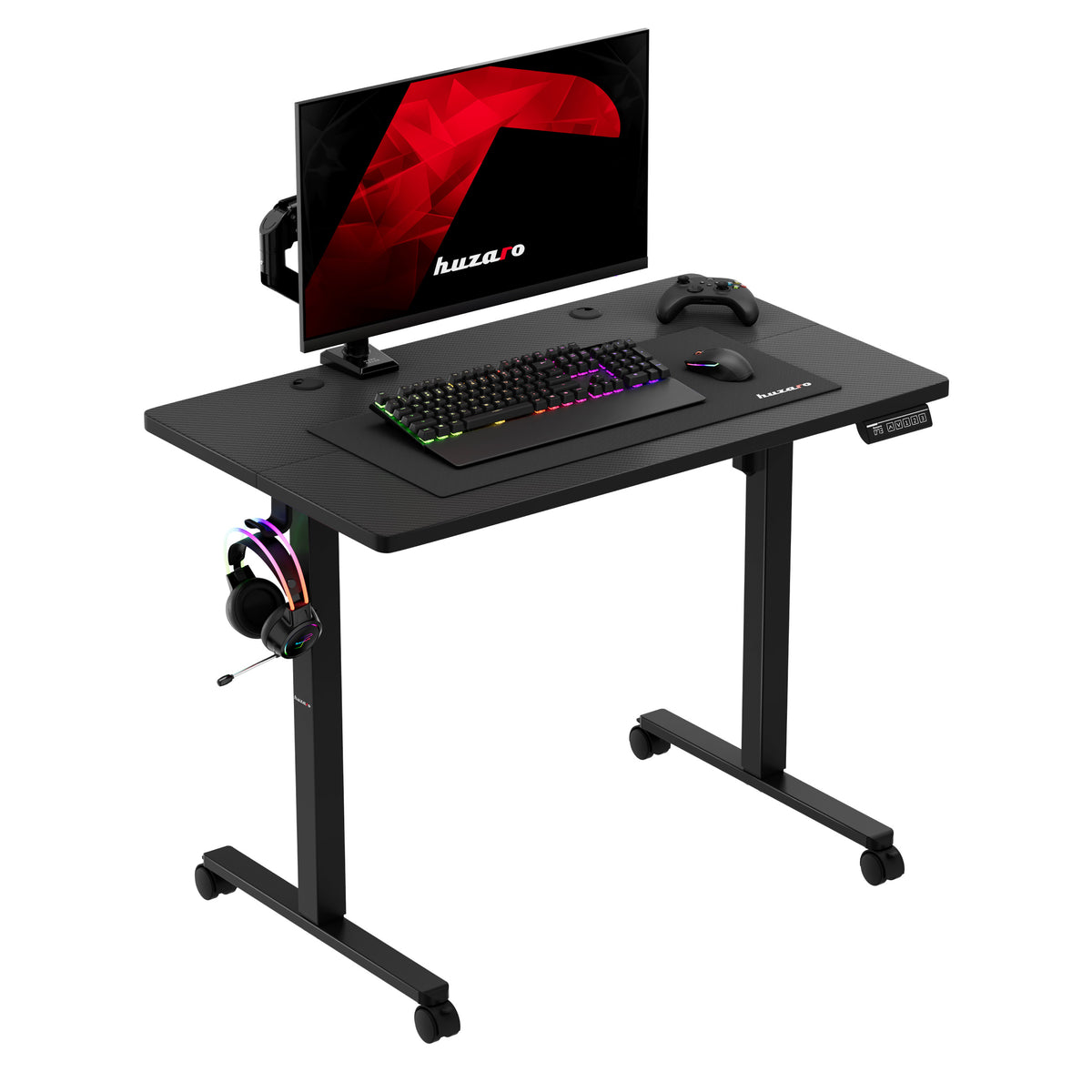 Huzaro Hero 7.8 Black Electric Adjustable Desk on Castors