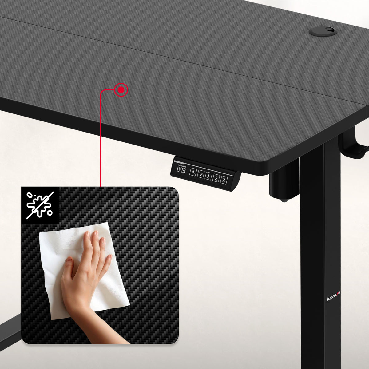 Huzaro Hero 7.8 Black Electric Adjustable Desk on Castors