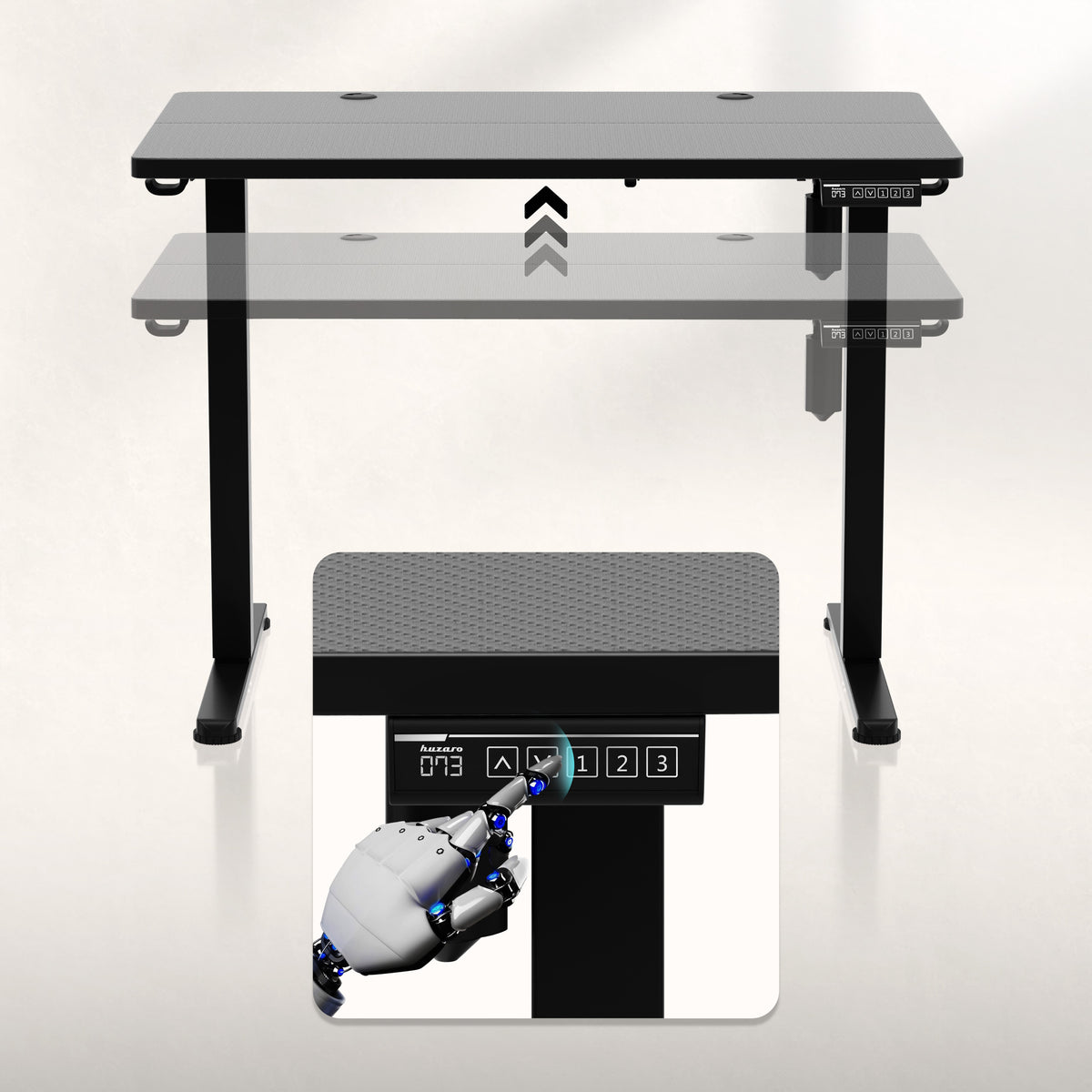 Huzaro Hero 7.8 Black Electric Adjustable Desk on Castors