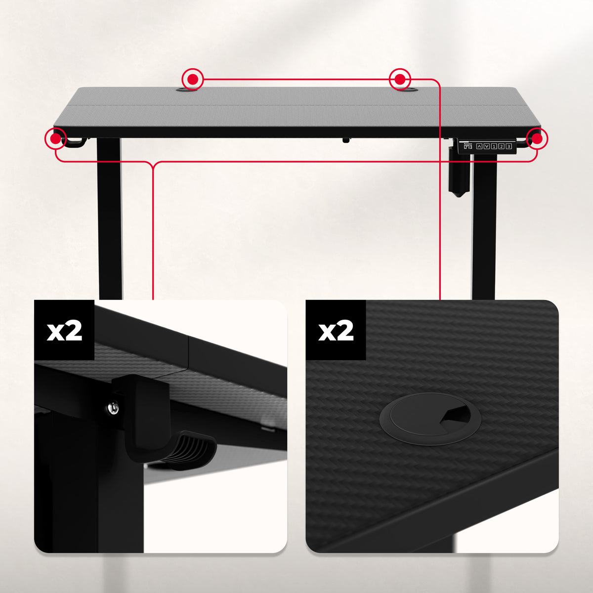 Huzaro Hero 7.8 Black Electric Adjustable Desk on Castors