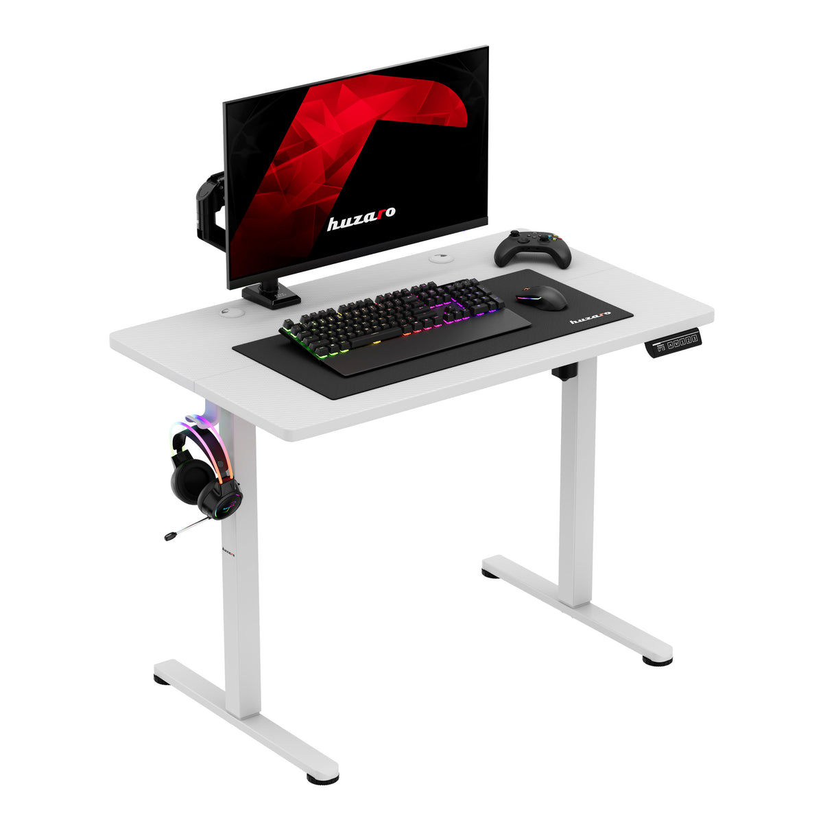 Huzaro Hero 7.8 White Electric Adjustable Desk on Castors