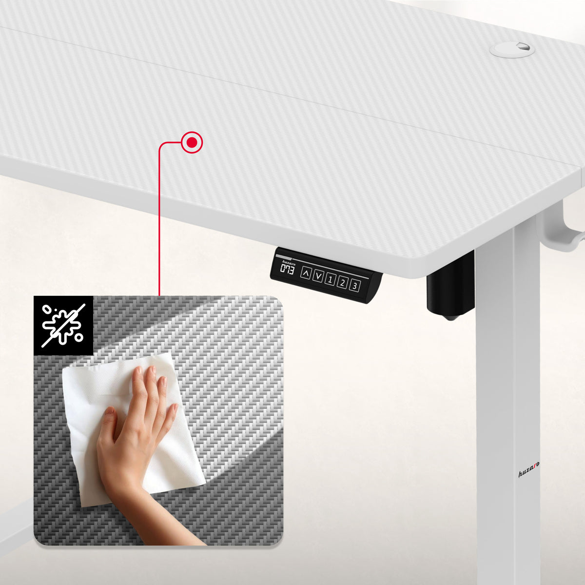 Huzaro Hero 7.8 White Electric Adjustable Desk on Castors